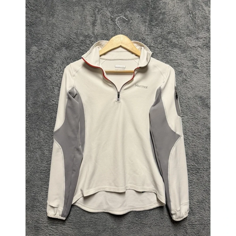 Marmot Elance Pullover Womens M White Gray 1/2 Zip Performance Stretch Outdoor‎